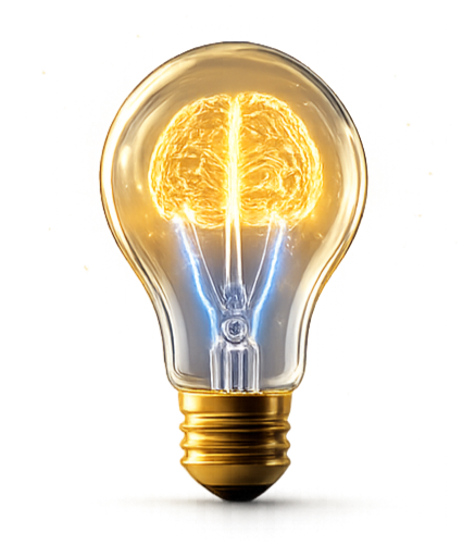 Lightbulb with a glowing brain filament